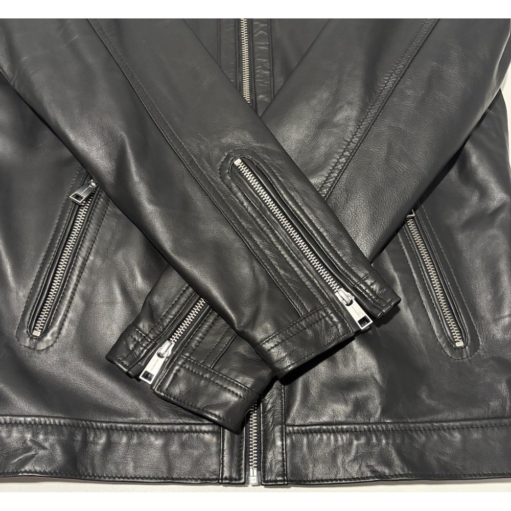 Leather Cult Handcrafted SOFT Black Genuine Leather Jacket Zippered Pockets Mint - Picture 13 of 16